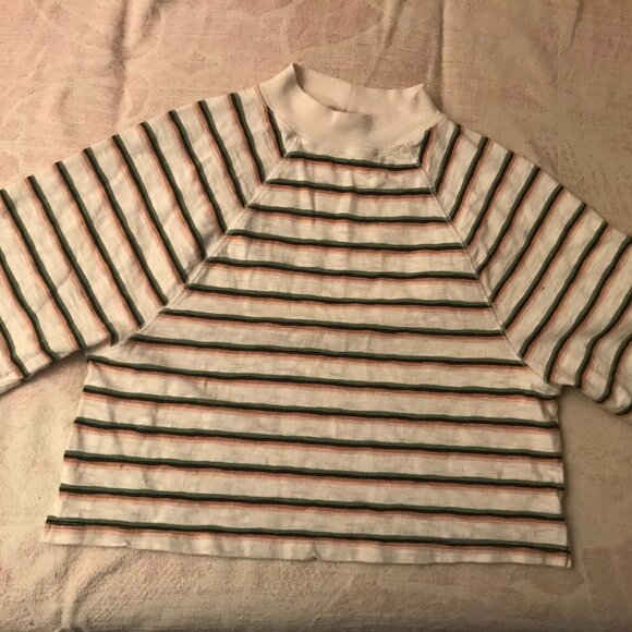 Universal Thread Goods co Womens cropped Short Sleeve Striped Tee, Small - Picture 1 of 4